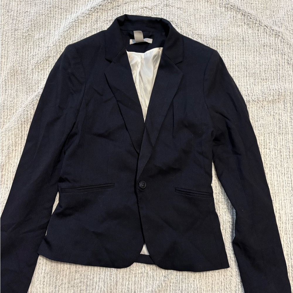 H&M Women's Navy Blue Blazer, Size 4